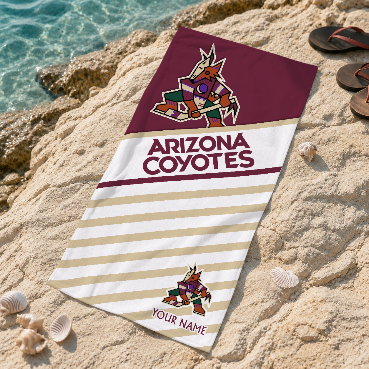 FINAL SALE - NEW CUSTOMIZED NHL30 AZC ARIZONA COYOTES BEACH TOWEL