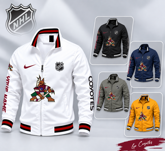FLASH SALE - NEW CUSTOMIZED NHL30 AZC ARIZONA COYOTES MULTICOLOR MEN'S CASUAL JACKET