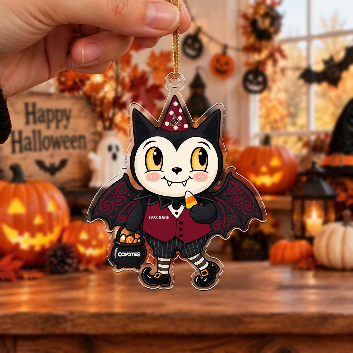 HOT DEAL - NEW CUSTOMIZED NHL30 AZC ARIZONA COYOTES HALLOWEEN ACRYLIC ORNAMENT