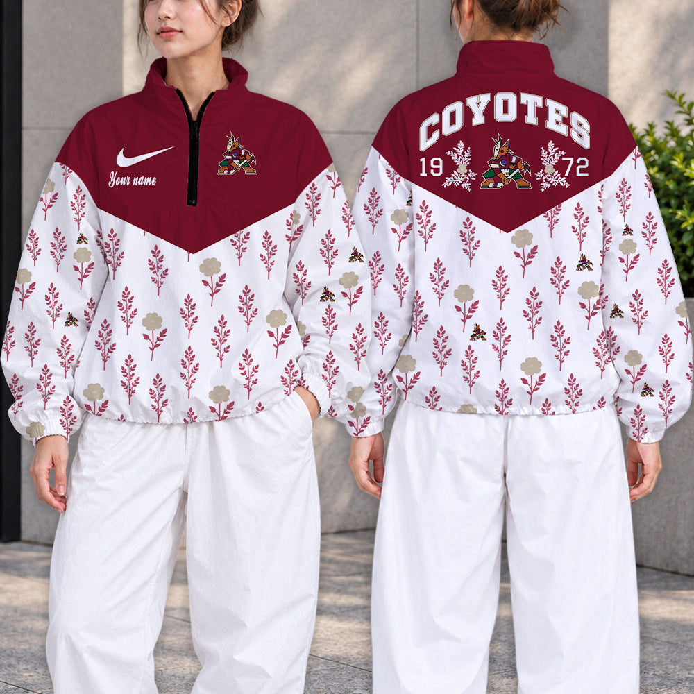 LIMITED EDITION - NEW CUSTOMIZED NHL30 AZC ARIZONA COYOTES V-NECK ZIPPER SWEATSHIRT JACKET