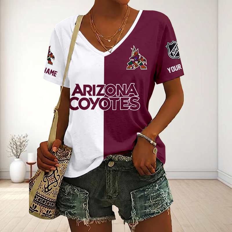 LIMITED EDITION - NEW CUSTOMIZED NHL30 AZC ARIZONA COYOTES V-NECK FEMALE SHIRT