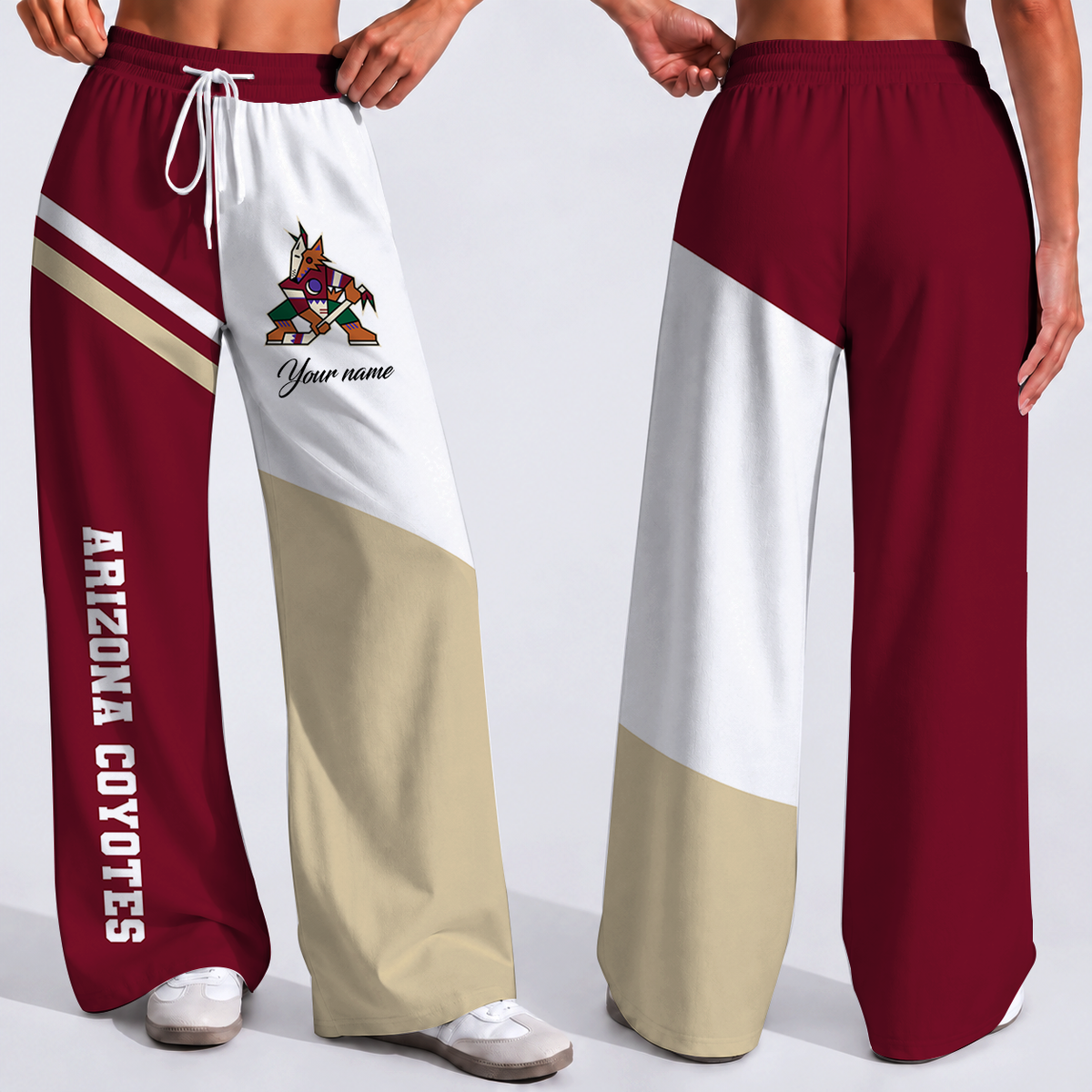 FINAL SALE - NEW CUSTOMIZED NHL30 AZC ARIZONA COYOTES WOMEN'S WIDE LEG PANTS