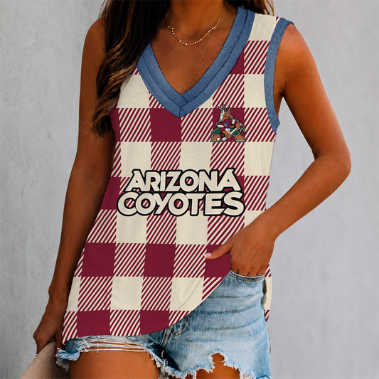FINAL SALE - NEW CUSTOMIZED NHL30 AZC ARIZONA COYOTES WOMEN'S V-NECK TANK TOP