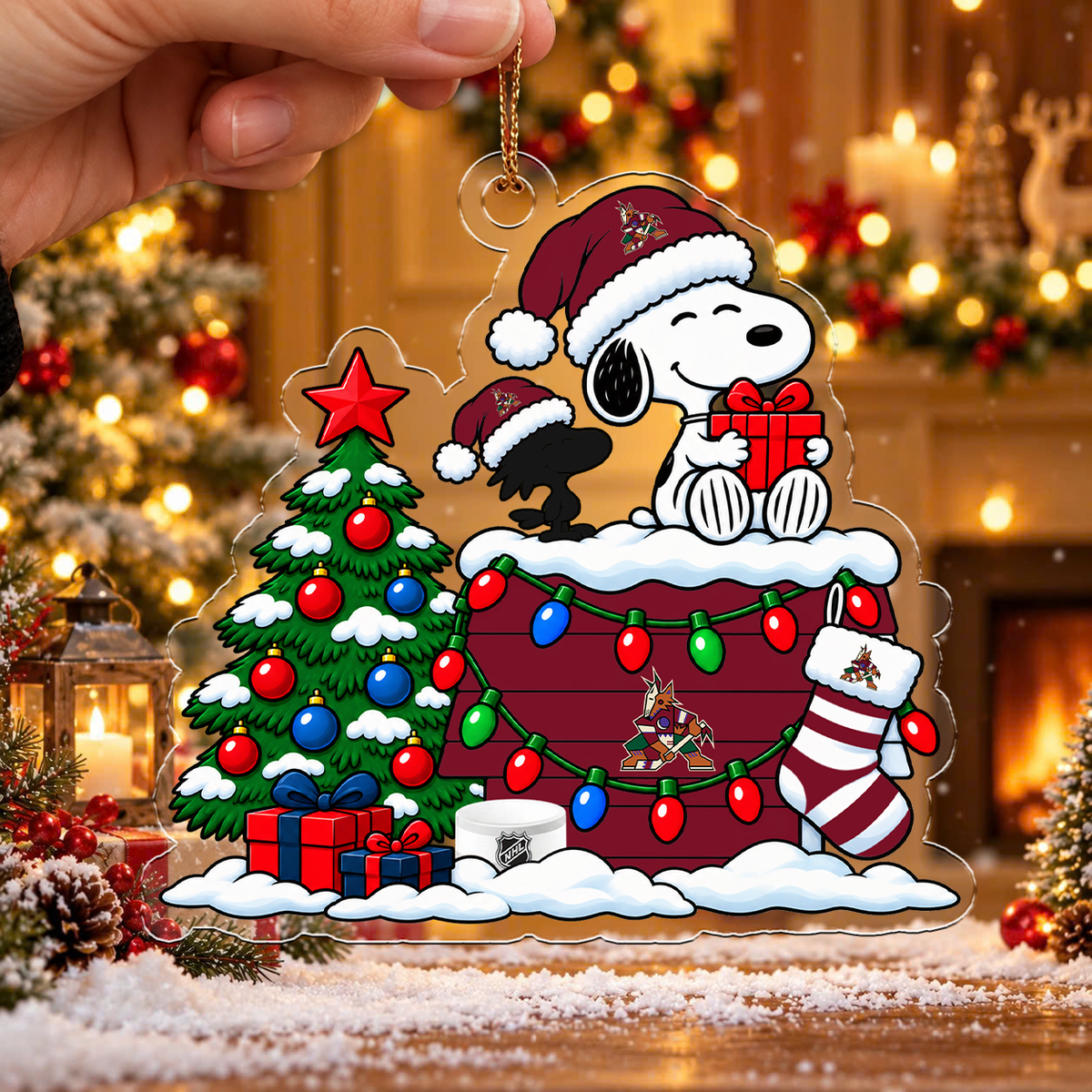 LIMITED DROP - NEW CUSTOMIZED NHL30 AZC ARIZONA COYOTES CHRISTMAS ACRYLIC ORNAMENT