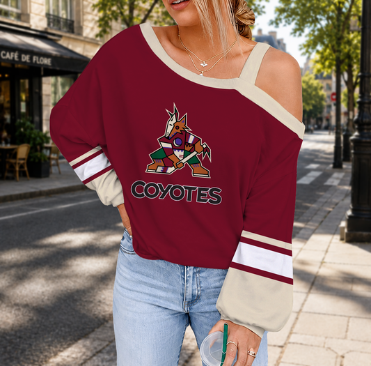 FINAL SALE - NEW CUSTOMIZED NHL30 AZC ARIZONA COYOTES DROP SHOULDER SWEATSHIRT
