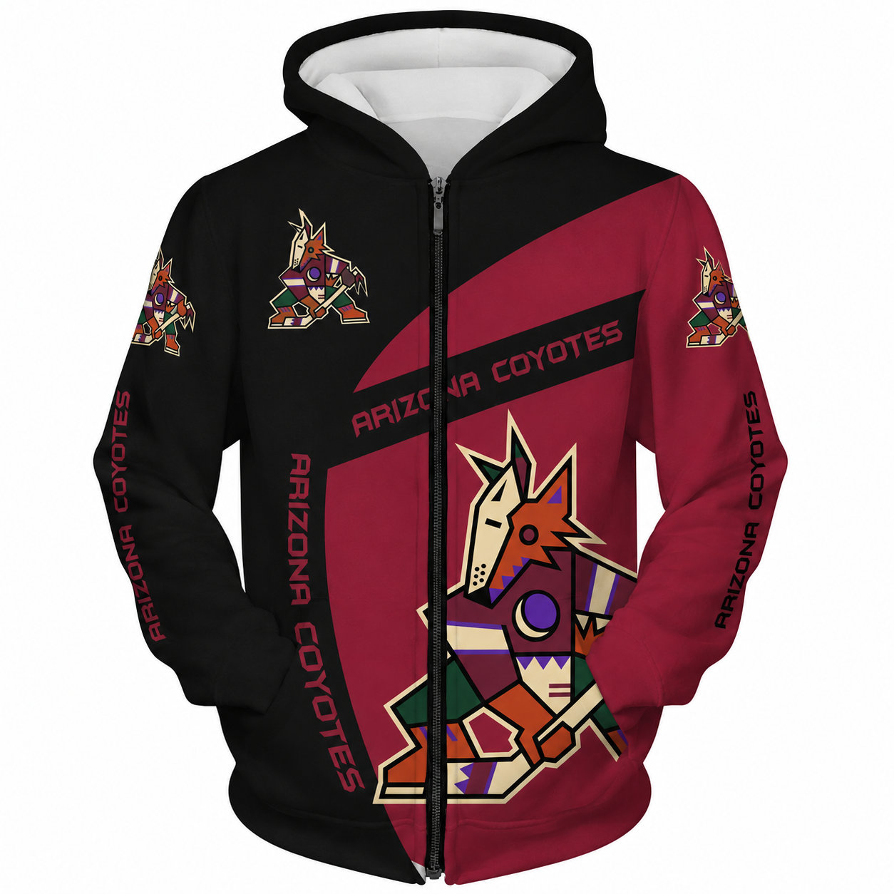 FINAL SALE - NEW CUSTOMIZED NHL30 AZC ARIZONA COYOTES T-SHIRT, POLO SHIRT, ZIP POLO SHIRT, SWEATSHIRT, HOODIE & ZIP HOODIE