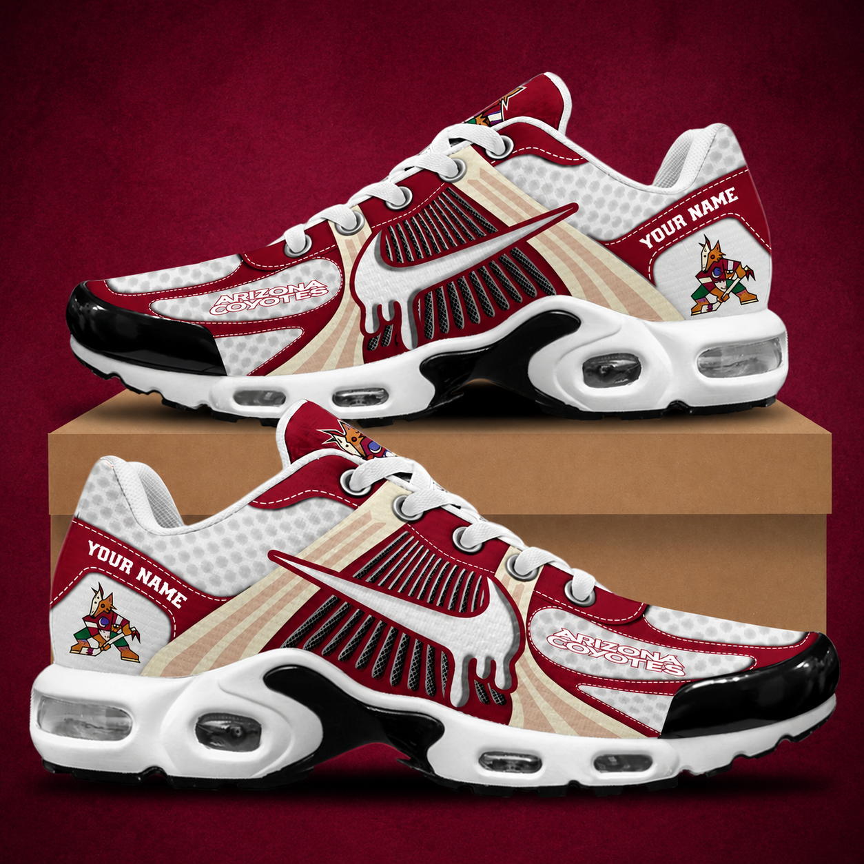 HOT DEAL - NEW CUSTOMIZED NHL30 AZC ARIZONA COYOTES AIR MAX PLUS SNEAKERS