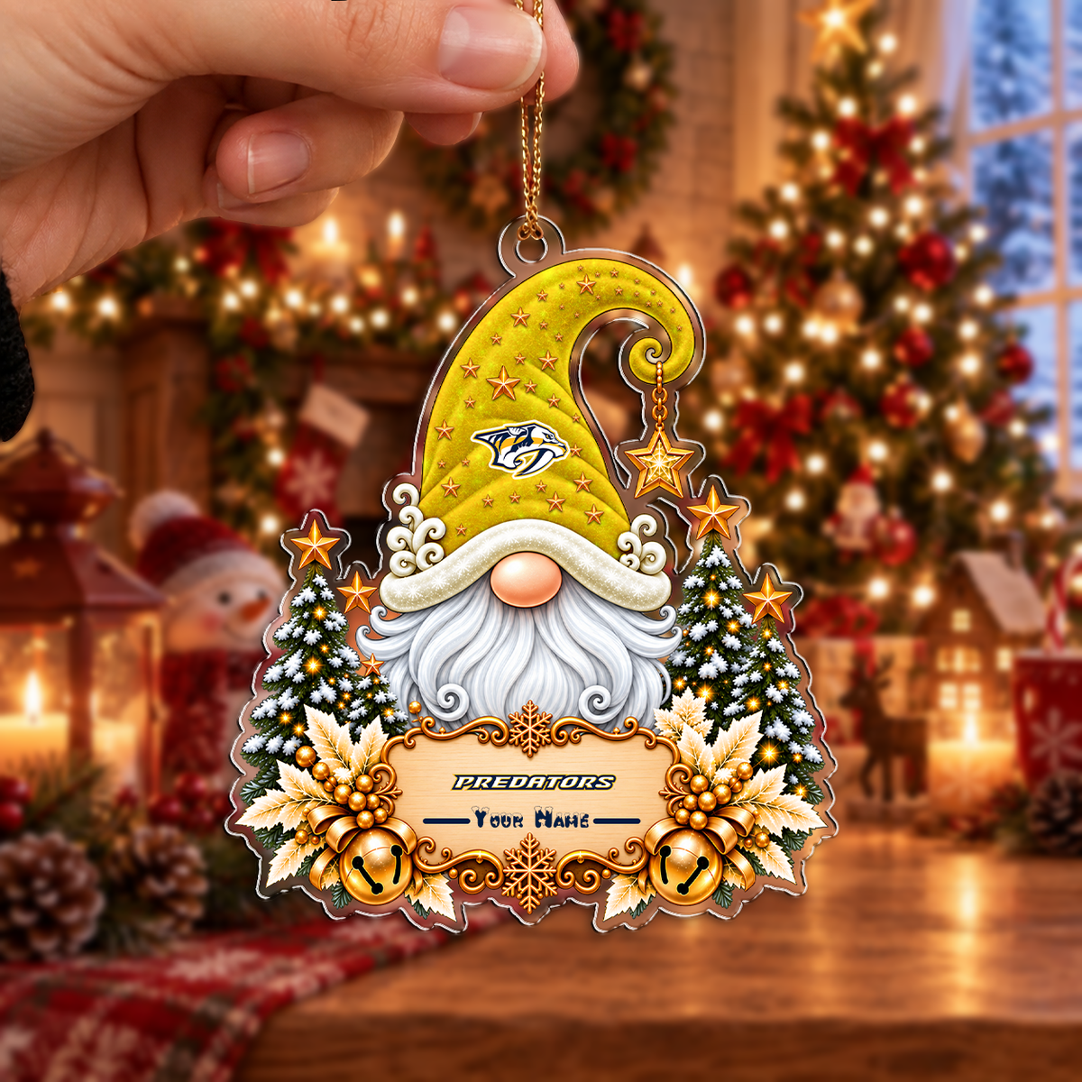 EXCLUSIVE EDITION - NEW CUSTOMIZED NHL31 NVP NASHVILLE PREDATORS CHRISTMAS ACRYLIC ORNAMENT