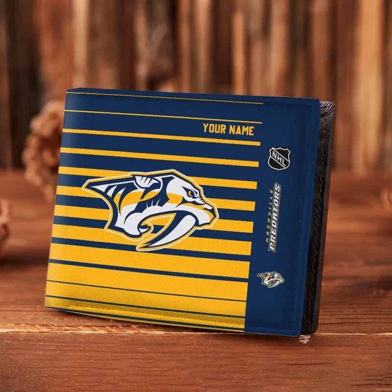 LIMITED EDITION - NEW CUSTOMIZED NHL31 NVP NASHVILLE PREDATORS LEATHER WALLET