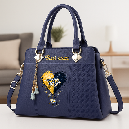 LIMITED EDITION - NEW CUSTOMIZED NHL31 NVP NASHVILLE PREDATORS ZIP HANDBAG MULTICOLOR