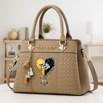 LIMITED EDITION - NEW CUSTOMIZED NHL31 NVP NASHVILLE PREDATORS ZIP HANDBAG MULTICOLOR