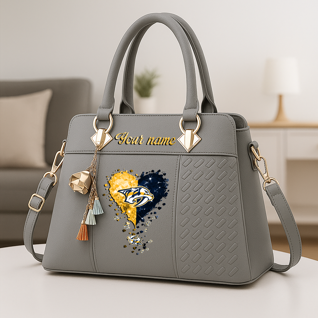 LIMITED EDITION - NEW CUSTOMIZED NHL31 NVP NASHVILLE PREDATORS ZIP HANDBAG MULTICOLOR