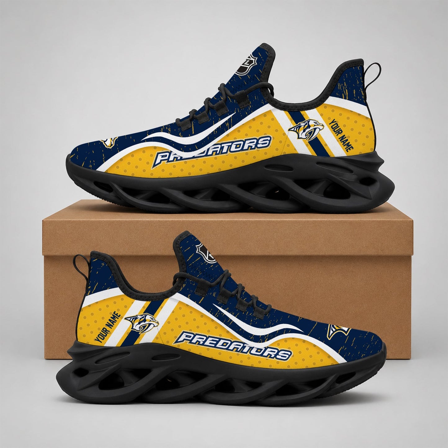 LIMITED EDITION - NEW CUSTOMIZED NHL31 NVP NASHVILLE PREDATORS CLUNKY SNEAKERS
