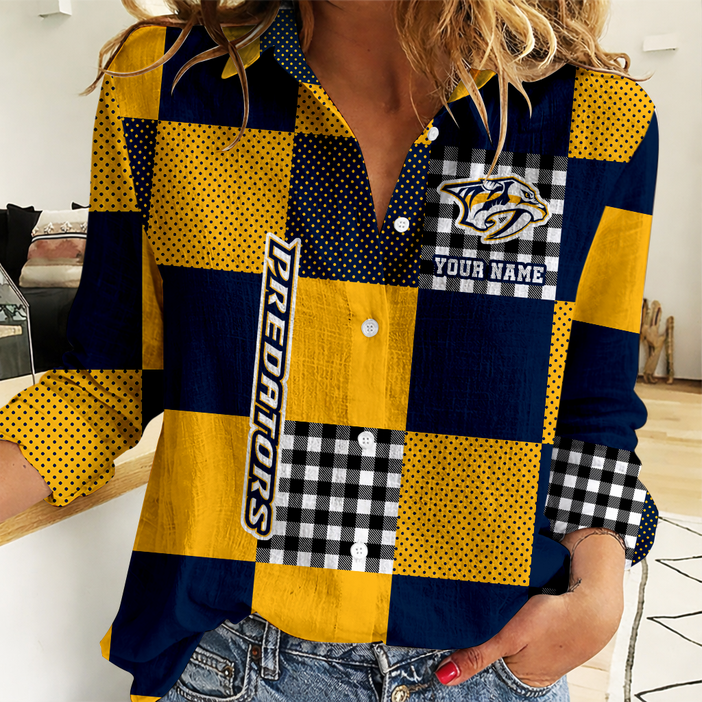 LIMITED EDITION - NEW CUSTOMIZED NHL31 NVP NASHVILLE PREDATORS WOMEN CASUAL SHIRT FOR FAN