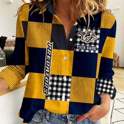 LIMITED EDITION - NEW CUSTOMIZED NHL31 NVP NASHVILLE PREDATORS WOMEN CASUAL SHIRT FOR FAN