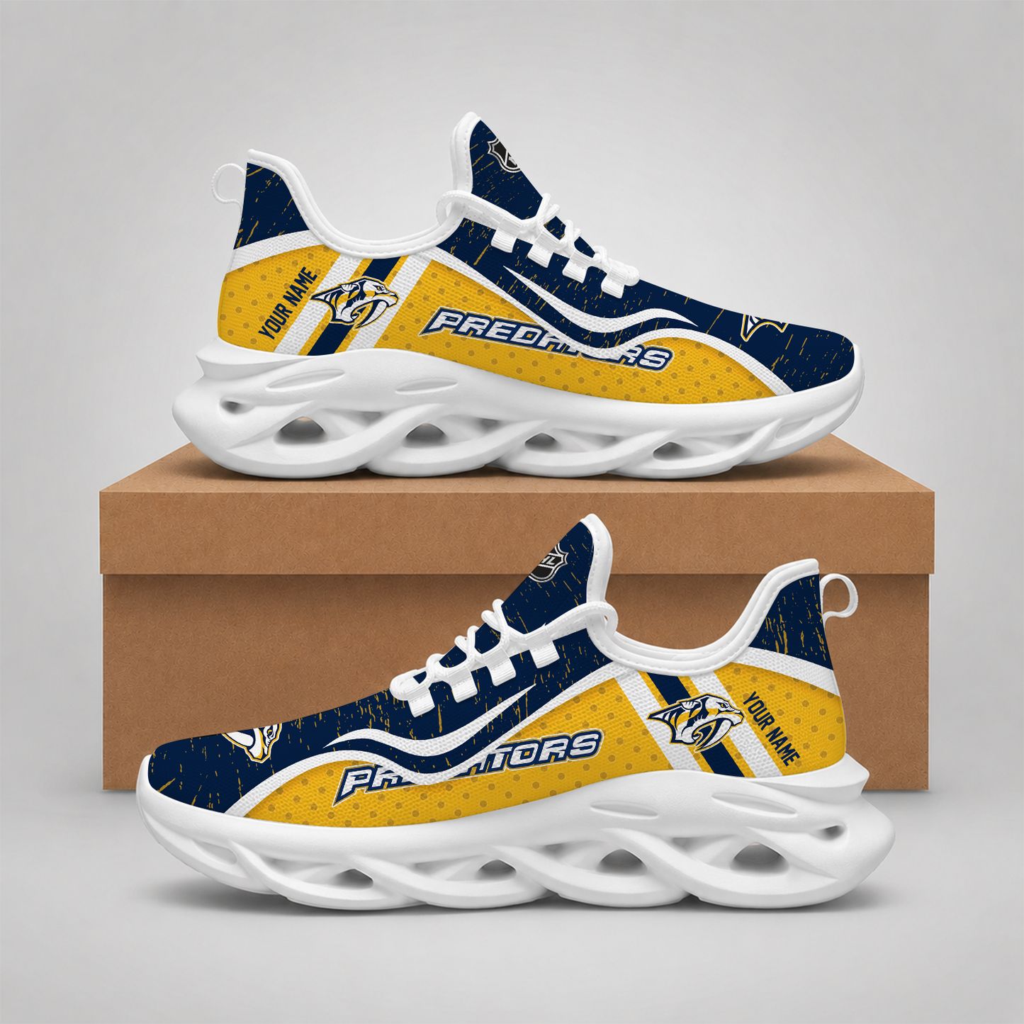LIMITED EDITION - NEW CUSTOMIZED NHL31 NVP NASHVILLE PREDATORS CLUNKY SNEAKERS