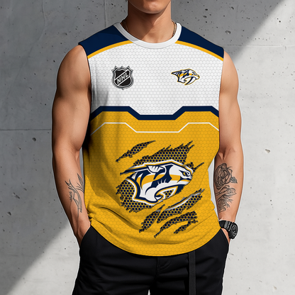 LIMITED EDITION - NEW CUSTOMIZED NHL31 NVP NASHVILLE PREDATORS MEN'S GYM SHIRT