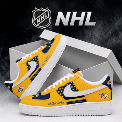 LIMITED EDITION - NEW CUSTOMIZED NHL31 NVP NASHVILLE PREDATORS AF1 SHOES