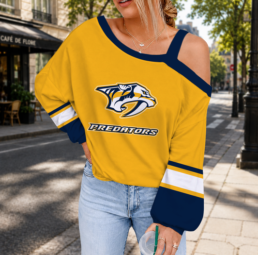 FINAL SALE - NEW CUSTOMIZED NHL31 NVP NASHVILLE PREDATORS DROP SHOULDER SWEATSHIRT