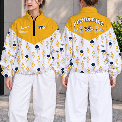 LIMITED EDITION - NEW CUSTOMIZED NHL31 NVP NASHVILLE PREDATORS V-NECK ZIPPER SWEATSHIRT JACKET
