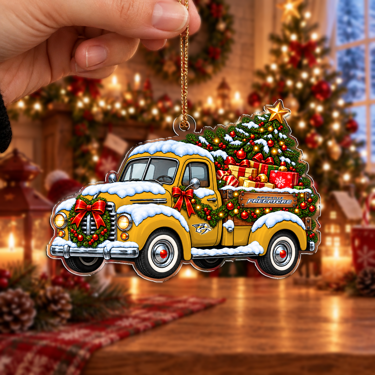 FINAL SALE - NEW CUSTOMIZED NHL31 NVP NASHVILLE PREDATORS CHRISTMAS ACRYLIC ORNAMENT