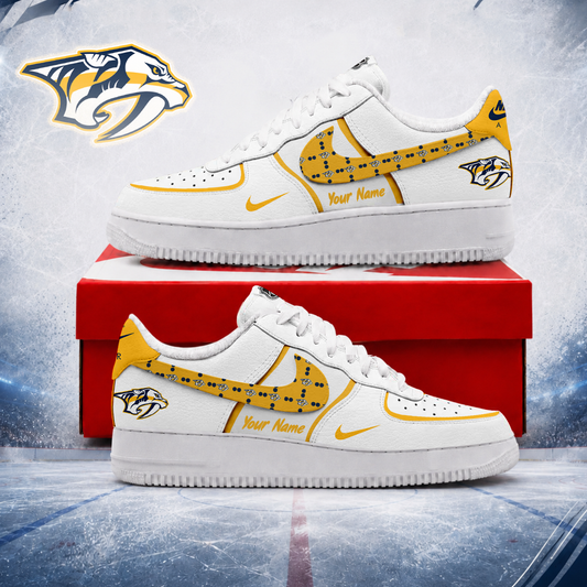 LIMITED EDITION - NEW CUSTOMIZED NHL31 NVP NASHVILLE PREDATORS AF1 SHOES