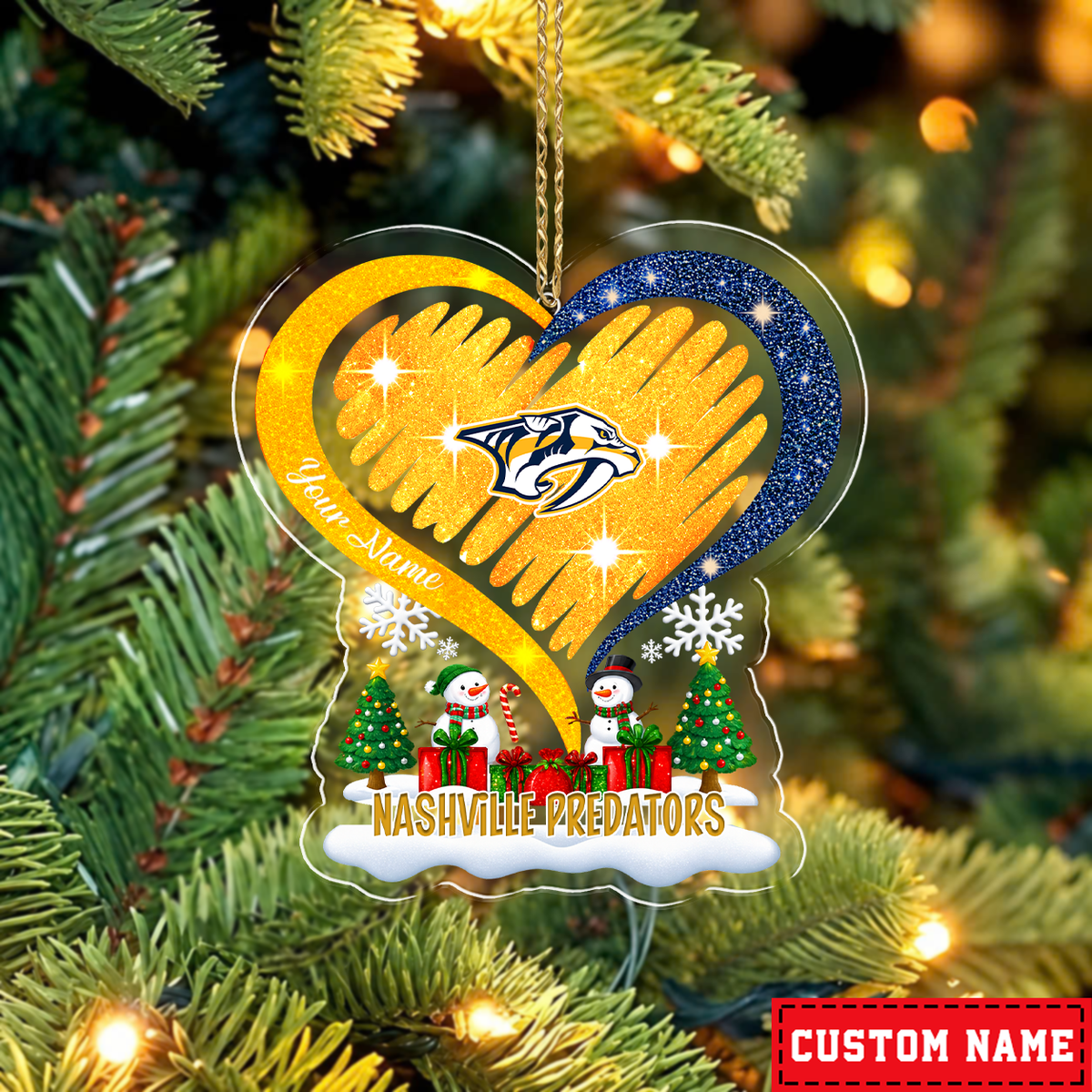 FINAL SALE - NEW CUSTOMIZED NHL31 NVP NASHVILLE PREDATORS CHRISTMAS ACRYLIC ORNAMENT
