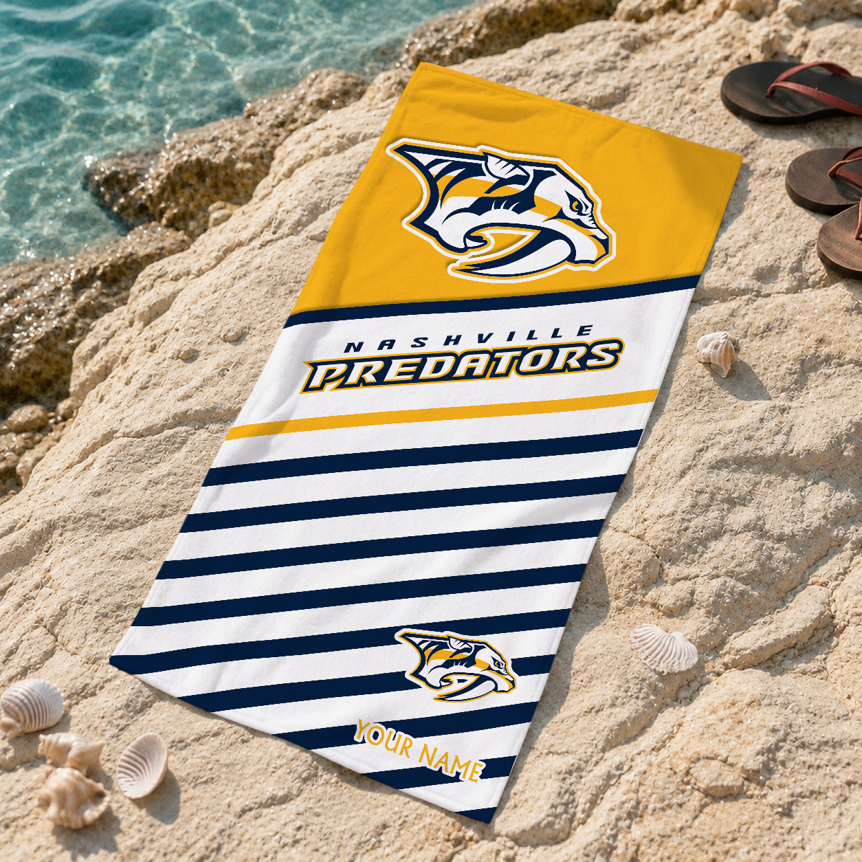 FINAL SALE - NEW CUSTOMIZED NHL31 NVP NASHVILLE PREDATORS BEACH TOWEL