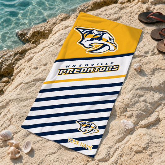 FINAL SALE - NEW CUSTOMIZED NHL31 NVP NASHVILLE PREDATORS BEACH TOWEL