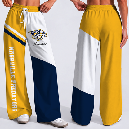 FINAL SALE - NEW CUSTOMIZED NHL31 NVP NASHVILLE PREDATORS WOMEN'S WIDE LEG PANTS