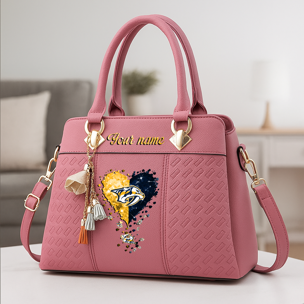 LIMITED EDITION - NEW CUSTOMIZED NHL31 NVP NASHVILLE PREDATORS ZIP HANDBAG MULTICOLOR