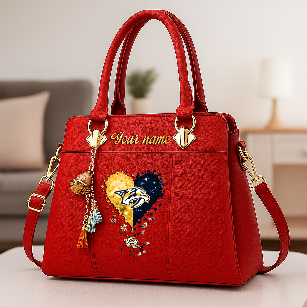 LIMITED EDITION - NEW CUSTOMIZED NHL31 NVP NASHVILLE PREDATORS ZIP HANDBAG MULTICOLOR
