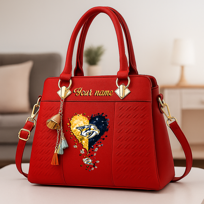 LIMITED EDITION - NEW CUSTOMIZED NHL31 NVP NASHVILLE PREDATORS ZIP HANDBAG MULTICOLOR