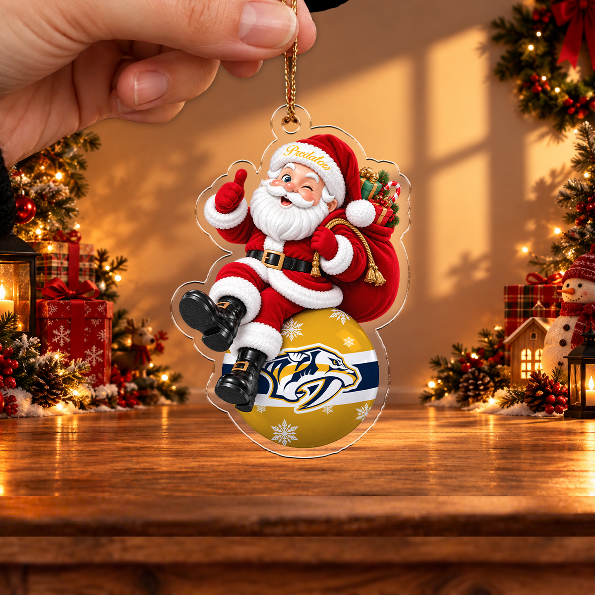 HOT DEAL - NEW CUSTOMIZED NHL31 NVP NASHVILLE PREDATORS CHRISTMAS ACRYLIC ORNAMENT