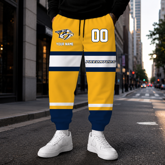 HOT DEAL - NEW CUSTOMIZED NHL31 NVP NASHVILLE PREDATORS SWEATPANTS