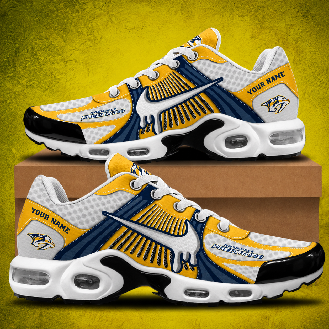 HOT DEAL - NEW CUSTOMIZED NHL31 NVP NASHVILLE PREDATORS AIR MAX PLUS SNEAKERS