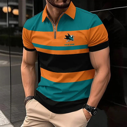 EXCLUSIVE EDITION - NEW CUSTOMIZED NHL32 SJS SAN JOSE SHARKS POLO SHIRT, ZIP POLO SHIRT & T-SHIRTS
