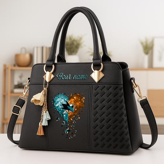 LIMITED EDITION - NEW CUSTOMIZED NHL32 SJS SAN JOSE SHARKS ZIP HANDBAG MULTICOLOR