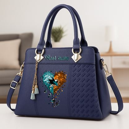 LIMITED EDITION - NEW CUSTOMIZED NHL32 SJS SAN JOSE SHARKS ZIP HANDBAG MULTICOLOR