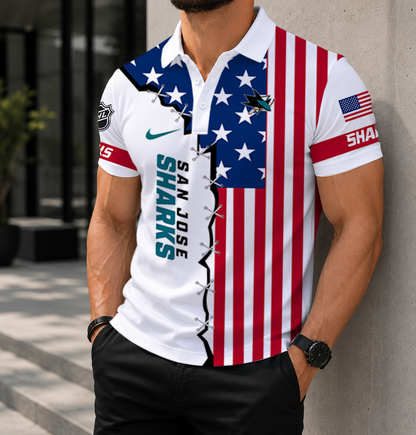 LIMITED EDITION - NEW CUSTOMIZED NHL32 SJS SAN JOSE SHARKS POLO SHIRT, ZIP POLO SHIRT & T-SHIRTS