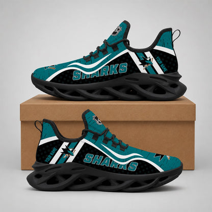 LIMITED EDITION - NEW CUSTOMIZED NHL32 SJS SAN JOSE SHARKS CLUNKY SNEAKERS