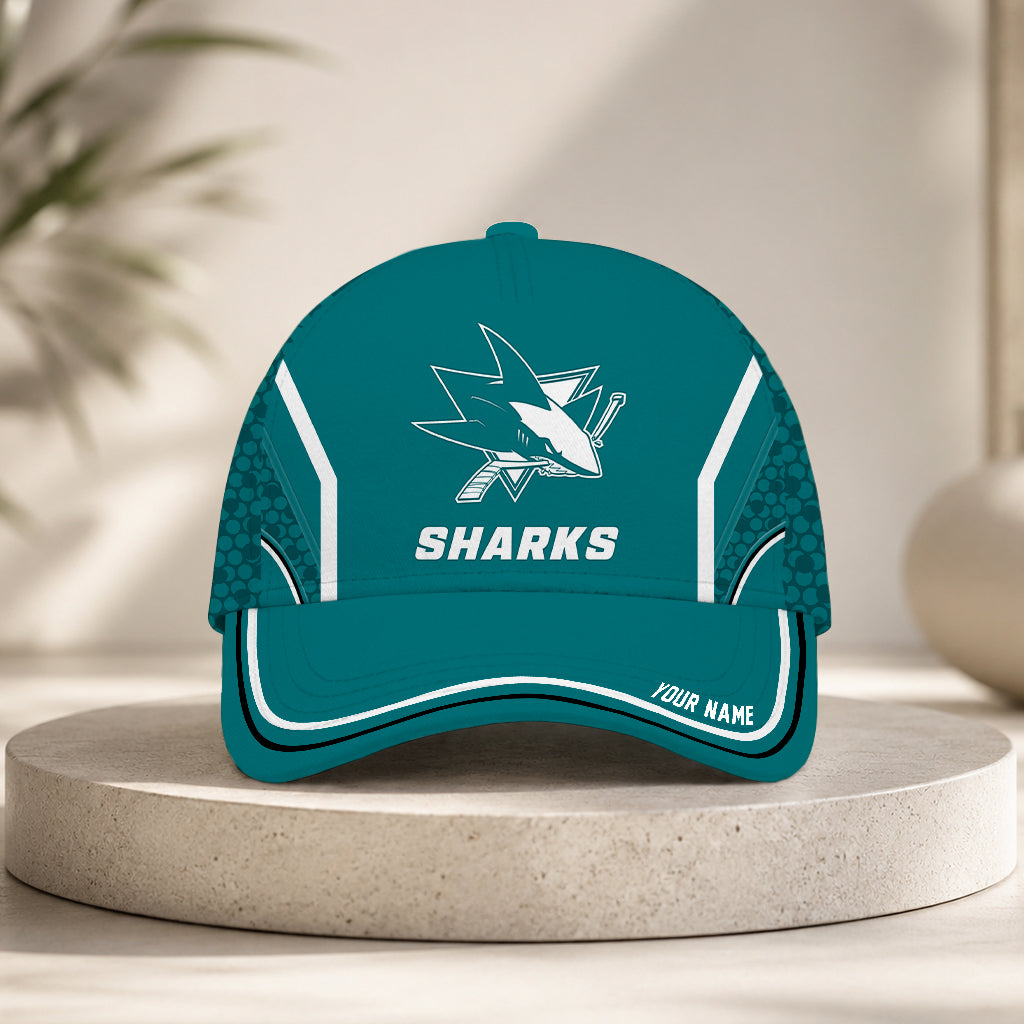 LIMITED EDITION - NEW CUSTOMIZED NHL32 SJS SAN JOSE SHARKS CLASSIC CAP