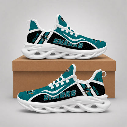 LIMITED EDITION - NEW CUSTOMIZED NHL32 SJS SAN JOSE SHARKS CLUNKY SNEAKERS