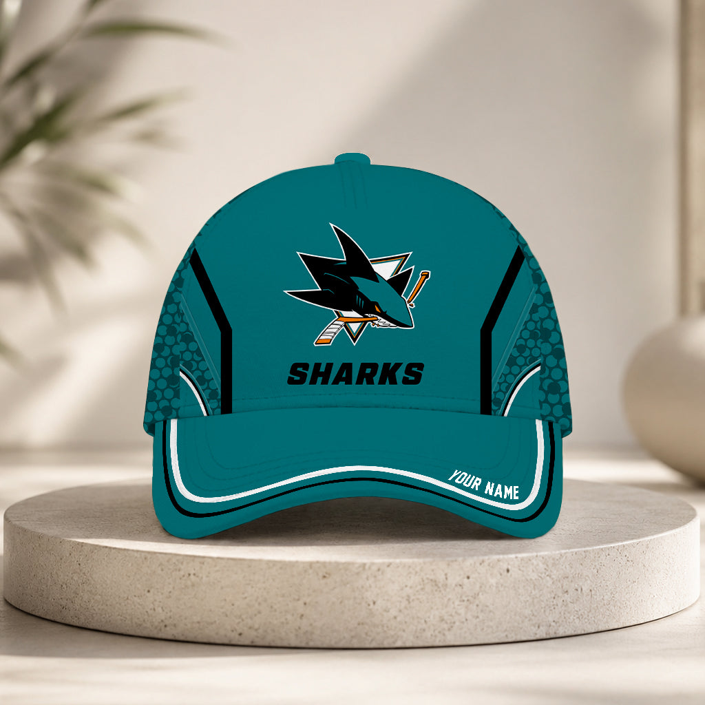 LIMITED EDITION - NEW CUSTOMIZED NHL32 SJS SAN JOSE SHARKS CLASSIC CAP