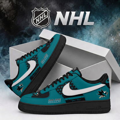 LIMITED EDITION - NEW CUSTOMIZED NHL32 SJS SAN JOSE SHARKS AF1 SHOES
