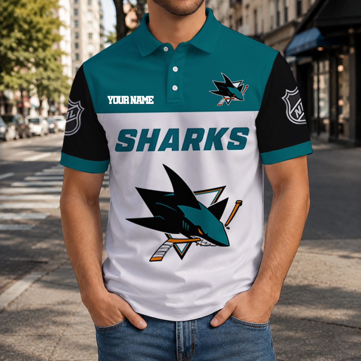 LIMITED EDITION - NEW CUSTOMIZED NHL32 SJS SAN JOSE SHARKS T-SHIRT, POLO SHIRT, ZIP POLO SHIRT, SWEATSHIRT, HOODIE & ZIP HOODIE