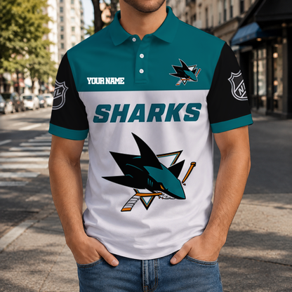 LIMITED EDITION - NEW CUSTOMIZED NHL32 SJS SAN JOSE SHARKS T-SHIRT, POLO SHIRT, ZIP POLO SHIRT, SWEATSHIRT, HOODIE & ZIP HOODIE
