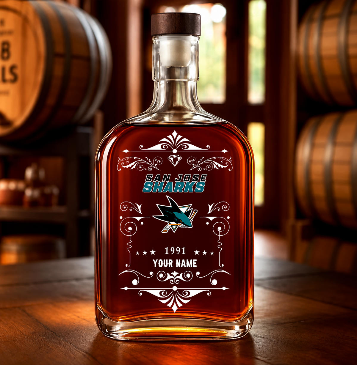 VIRAL EDITION - NEW CUSTOMIZED NHL32 SJS SAN JOSE SHARKS LUXURY WHISKEY BOTTLE 450ML
