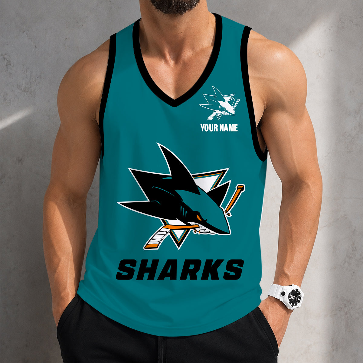 VIRAL EDITION - NEW CUSTOMIZED NHL32 SJS SAN JOSE SHARKS MEN'S TANK TOP