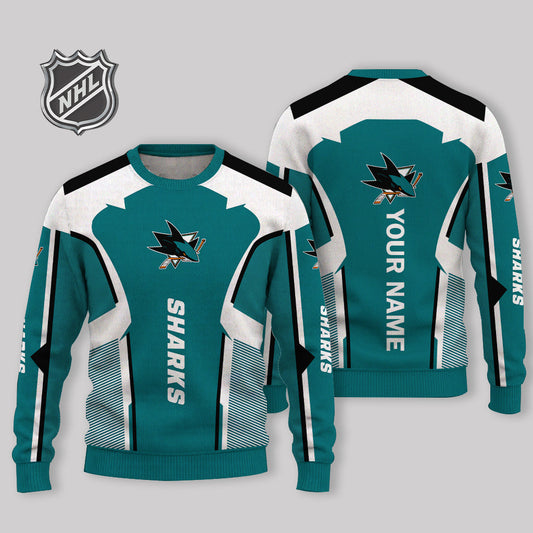 FINAL SALE - NEW CUSTOMIZED NHL32 SJS SAN JOSE SHARKS UGLY SWEATER
